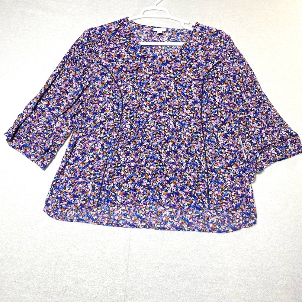 J.Jill Tunic Blouse Women's Petite XL Dixie Floral Lightweight Flowy Casual Fall